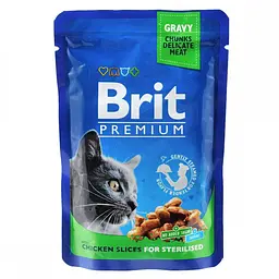 Вологий корм для стерилізованих кішок Brit Premium Cat Chicken for Sterilised pouch 100 г