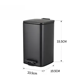Відро для сміття з плавним закриттям квадратне Zerix Kubix-TC0108 8 л Black ZX5892, Чорний матовий - мініатюра 2
