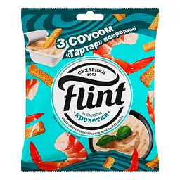 Сухарики пшенично-житні Flint Креветки + соус Тартар 80 г