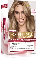 Фарба для волосся L’Oréal Paris Excellence Creme, відтінок 8.1 (світло-русявий попелястий), 176 мл (A9949400)