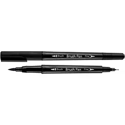 Маркер акварельний Santi Brush Pen SW-27 чорний двосторонній 6 шт. (391027)