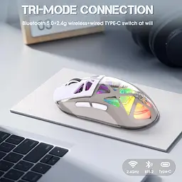 Комп'ютерна мишка Onikuma бездротова ігрова з RGB підсвіткою Bluetooth + 2.4GHz акумуляторна USB адаптер для ПК ноутбука - мініатюра 7