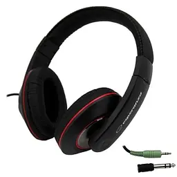 Навушники "Hip Hop", Black, 3.5 мм, в комплекті перехідник на 6.3 мм Esperanza teh0027997