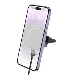 Автотримач з БЗП Hoco HW17 Crystal (air outlet) Gray