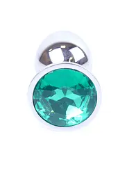 Анальна пробка Jewellery Silver Plug Green - мініатюра 4