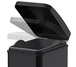 Відро для сміття з плавним закриттям прямокутне Koer TC-010108-05 8 л Black KR5593, Чорний матовий - мініатюра 4