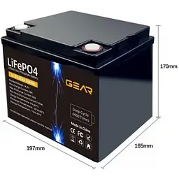 Акумулятор Gear LiFePO4 12.8V 60AH (BMS-60A/60A), Q1 - мініатюра 2