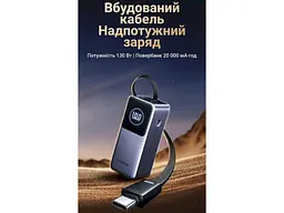 Зовнішній акумулятор (Power Bank) UGREEN PB723 Nexode 20000mAh 130W with Built-in USB-C (55365) - мініатюра 4