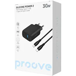 Зарядний пристрій Proove Silicone Power 2 30W (Type-C + USB) + Cable Type-C to Type-C (1m) black (WCSP23011001) - мініатюра 2