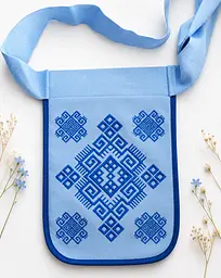 Ладунка з вишивкою Орнамент Блакитна, кишенька з вишивкою, гаман жіночий