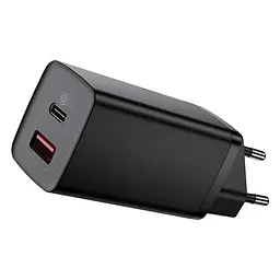 Мережевий зарядний пристрій Baseus GaN Lite 1USB + Type-C 65W CCGAN2L-B01 Black