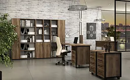 Стіл прямий лофт з тумбою ОП-173 Orange-Line 1600х600х750 Чорний/Дуб Бароко рістретто - мініатюра 3