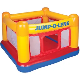 Батут дитячий надувний Intex Jump-O-Lene 174×174×112 см, манеж для стрибків з захисною сіткою, 3–6 років, 54 кг
