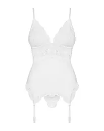 Сатиновий мереживний корсет Obsessive Obsessive 810-COR-2 babydoll & thong S/M - мініатюра 5