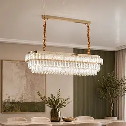 Овальна золота кришталева світлодіодна люстра Splendid Ray L2211/1000*350/8+LED (SGD), 100 см на 8 ламп