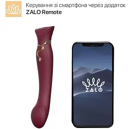 Смарт-вібратор 3 в 1 Zalo Queen Wine Red пульсуюча перлина та вакуум кристал Swarovski - мініатюра 2