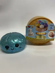 Антистрес Dumpling Пельмень  великий глітер Bun Glitter в пароварці  блакитний з блискітками A-Toys - мініатюра 2