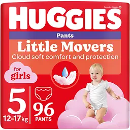 Уцінка. Набір підгузки-трусики для дівчаток Huggies Pants Little Movers 5 (12-17 кг) 96 шт. 