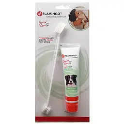 Flamingo Petcare Toothpaste + Toothbrush фламинго зубна паста І зубна щітка для собак набір