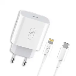 Зарядний пристрій SkyDolphin SC18EL PD2.0 (1USB-С, 3A) White (MZP-000156) + кабель Lightning - мініатюра 1