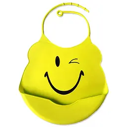 Силіконовий слинявчик з кишенею Kiddy Жовтий Смайл 02672