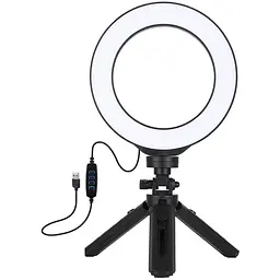 Кільцева USB LED лампа Puluz PKT3059B 6.2+ настільний штатив