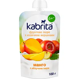 Пюре фруктове Kabrita Манго з козячими вершками та яблучним пюре 100 г