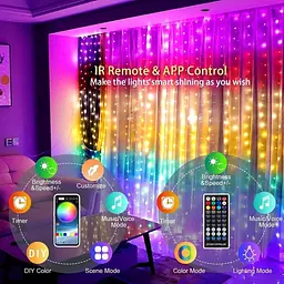Розумна гірлянда-штора Sun Lamp Smart 3x3 м RGB з управлінням Bluetooth - мініатюра 7