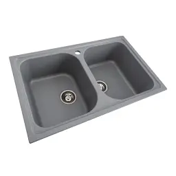 Кухонна мийка Platinum 7950 Equatoria гранітна глянцева з кріпленням 79x50 см сірий металік (000035796) - мініатюра 2