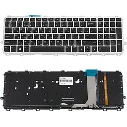 Клавіатура для ноутбука HP (Envy: 15-J, 15T-J, 15Z-J, 17-J, 17T-J series) rus, black, silver frame, підсвічування клавіш - мініатюра 2