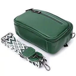 Яскрава жіноча сумка з накладною кишенею з натуральної шкіри Vintage 22639 зелена - мініатюра 9