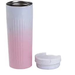 Термочашка SEYGM 500 мл з flip кришкою, рожевий градієнт Happy Life HP154P - мініатюра 3