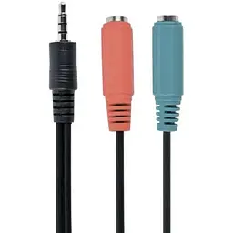 Кабель-перехідник звуковий Cablexpert 3.5 мм 4-pin M - 2x3.5 мм F 20 см чорний (CCA-417)