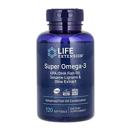 Омега-3 Life Extension Super Omega-3 EPA/DHA Fish Oil Sesame Lignans & Olive Extract 120 softgels