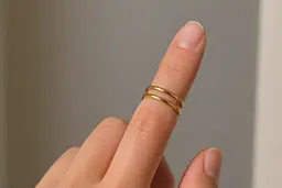 Каблучка з жовтого золота 585 з подвійною лінією К-0674 16.5 - мініатюра 6