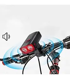 Велосипедний ліхтар фара 581-A 2L2 + дзвінок + Power Bank + кнопка + microUSB (6 режимів дзвінка) - мініатюра 3