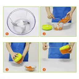 Універсальна ручна овочерізка подрібнювач із піддоном Easy Spin Cutter, Kitchen Master Салатовий 85348 - мініатюра 3