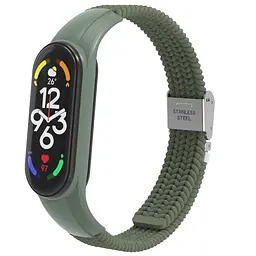 Ремінець для Xiaomi Mi Band 7/6/5/4, Braided Solo Loop, зелений, нейлоновий плетений браслет, еластичний змінний ремінець для фітнес-трекера з надійним кріпленням, ArmorStandart (ARM69905)