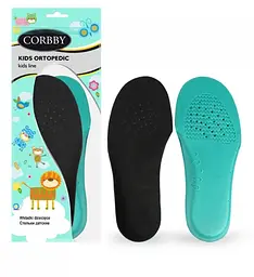 Устілки дитячі ортопедичні з супінатором Corbby Kids Ortopedic, профільовані, р. 32/33/34, чорні