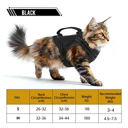 Шлейка для котів Fanxing Pet, світловідбивний жилет із ручкою M, Чорний - мініатюра 10