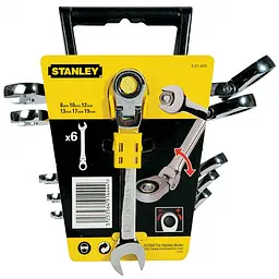 Набір ключів комбінованих з храповим механізмом Stanley MaxiDrive Plus 8, 10, 12, 13, 17, 19 мм
