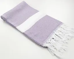 Рушник пештемаль Turkey Towel 100х180 см легкий великий для пляжу басейну бані сауни підстилка на дачу пікнік природу відпустку море ромб лавандовий - мініатюра 4