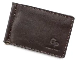 Чоловічий шкіряний затискач для грошей GRANDE PELLE 12х8х1 см acs0024460