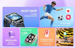 Дитячий годинник-телефон Mibro S1, 1.68", 360x390, GPS, 8MP+5MP, 900мА·рік, 2АТM, лавандовий - мініатюра 4