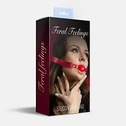 Кляп силіконовий Feral Feelings Silicon Ball Gag Red/Red, червоний ремінець, червона кулька - мініатюра 2