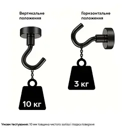 Набір магнітних гачків Semi Magnetic hooks Strong, 6 шт - Black - мініатюра 3