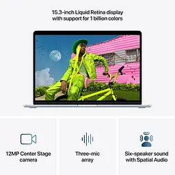 Ноутбук Apple 15.3 MacBook Air / M5/16GB/1TB/UMA/MacOS/Sky Blue (MDVT4UA/A) - мініатюра 3