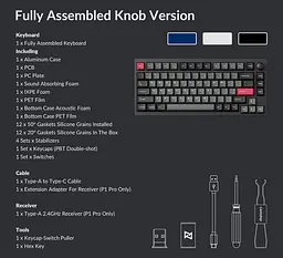 Клавіатура Lemokey P1 Pro Keychron Super Brown Wireless EN/UKR RGB Carbon Black (P1P-M3-UA) - мініатюра 2