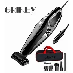 Автомобільний пилосос Grikey 2 дротовий для сухого/вологого прибирання з 2 насадками 8кПа 120W Чорний (GK602) - мініатюра 2