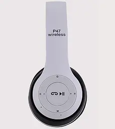 Бездротові блютуз навушники з радіо та MP3 плеєром FM Bluetooth UKC P47 білі - мініатюра 3